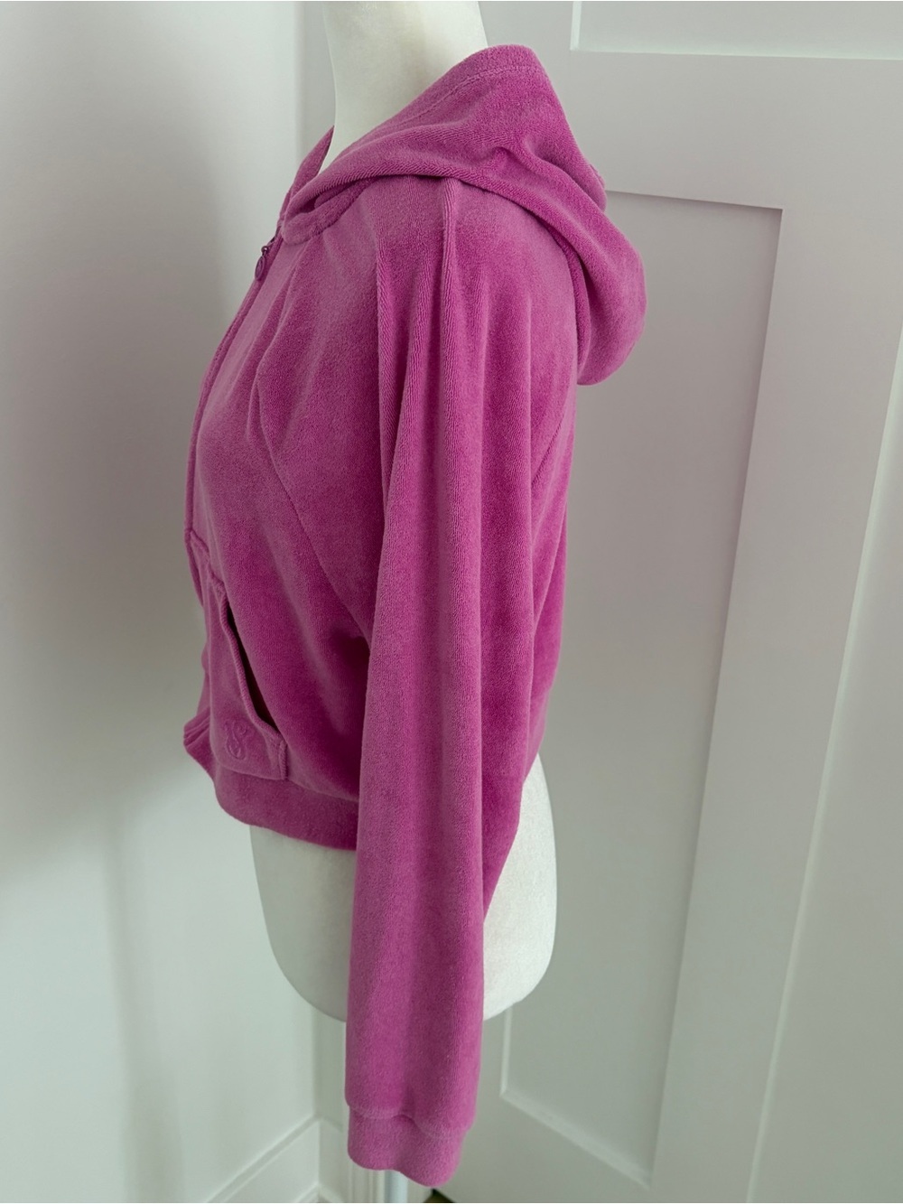 Victoria’s Secret French Terry Cropped Full Zip Hoodie Pink XS Sweatshirt*@17 - Picture 4 of 5